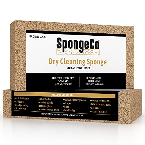 SpongeCo Dry Cleaning Soot Eraser Sponge - Chemical-Free Dust & Pet Hair Removal | Beige | 1 Pack Single 1