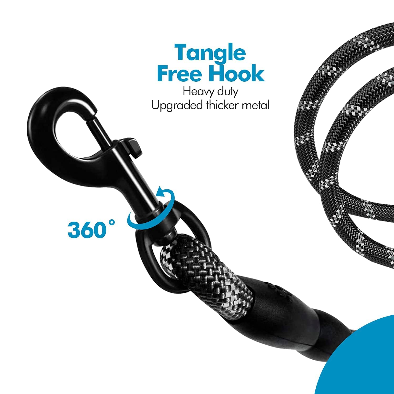Edipets Dog Lead - Durable 47 Inch Nylon Rope with Padded Handle | Reflective Safety Clip 4