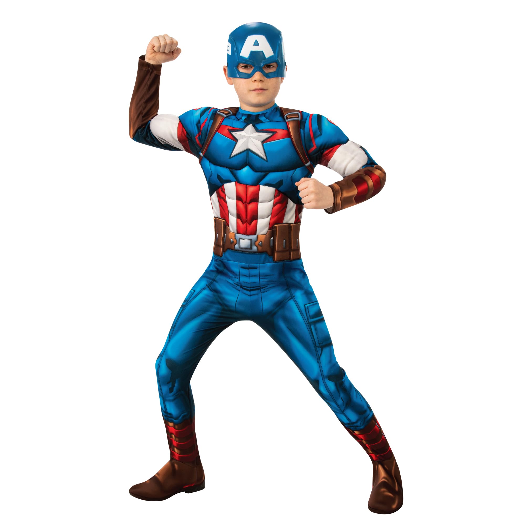 Rubies Captain America Kids Fancy Dress Costume - Boys Size 5-6 Years | Polyester