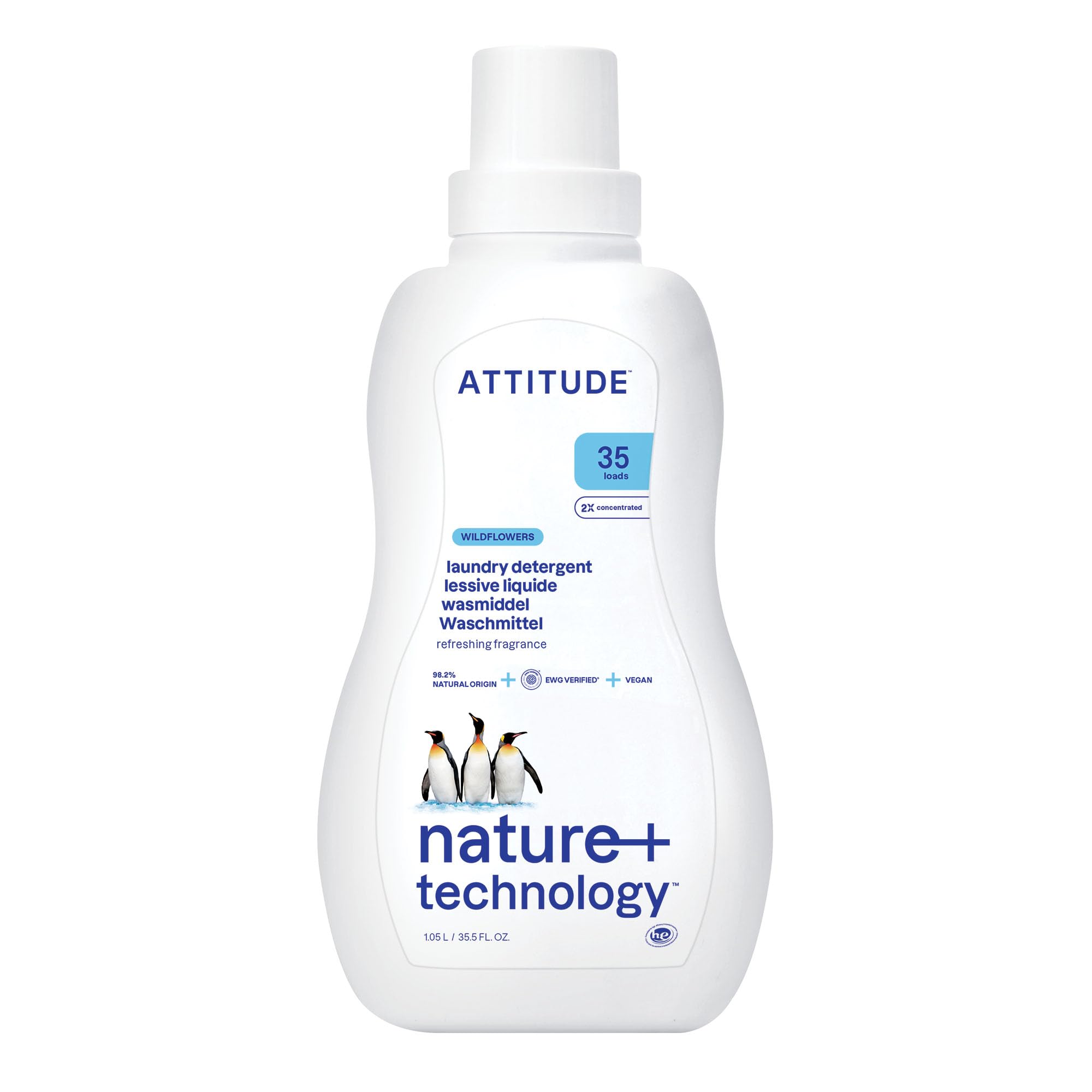 ATTITUDE Liquid Laundry Detergent - EWG Verified, Plant-Based, Wildflower Scent | 35 Loads 1