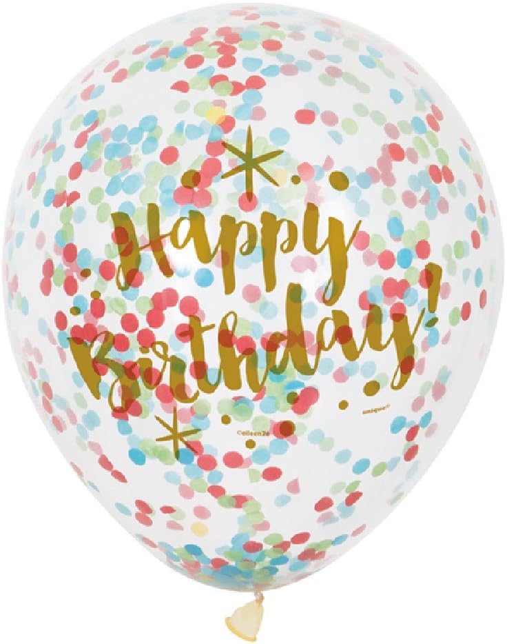 Foil Glitzy Gold Happy Birthday Confetti Balloons - Pack of 6 2