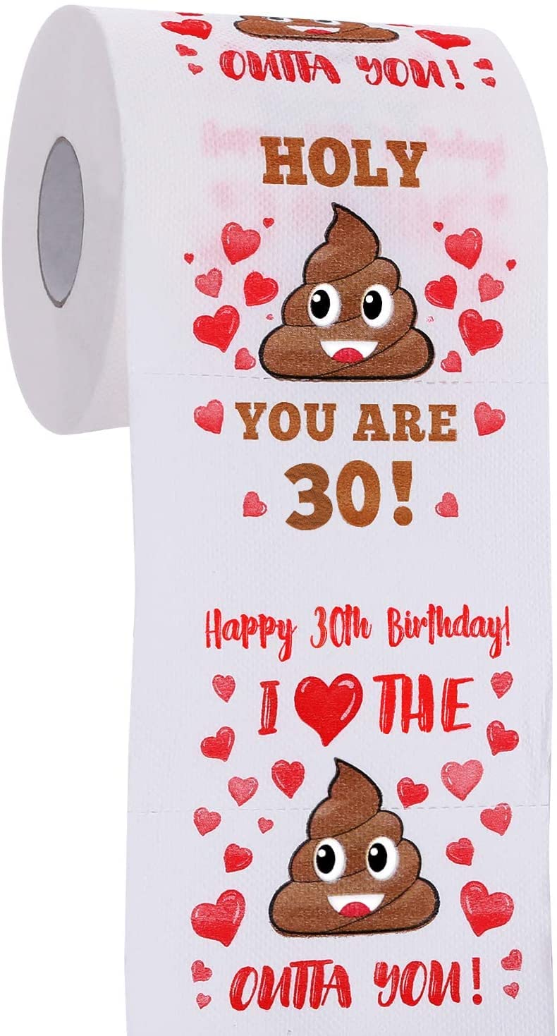 AOZITA Funny Prank Toilet Paper Roll - 380 Sheets, 3-Ply, Gag Gift for 30th Birthday | Pack of 1 Roll