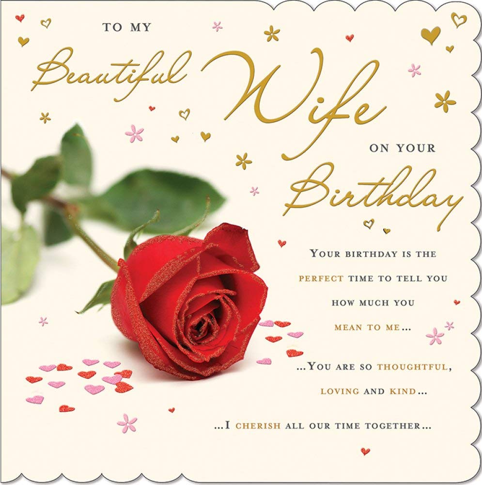 Piccadilly Greetings Wife Birthday Card | 223mm Square | Beige