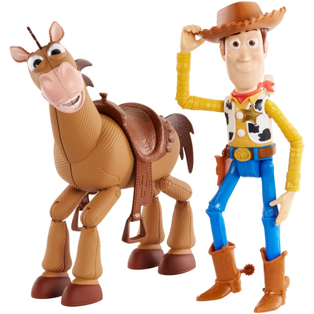Mattel Disney Pixar Toy Story 4 Woody and Bullseye Action Figure 2-Pack, Movie-Inspired Scale, Ages 3+
