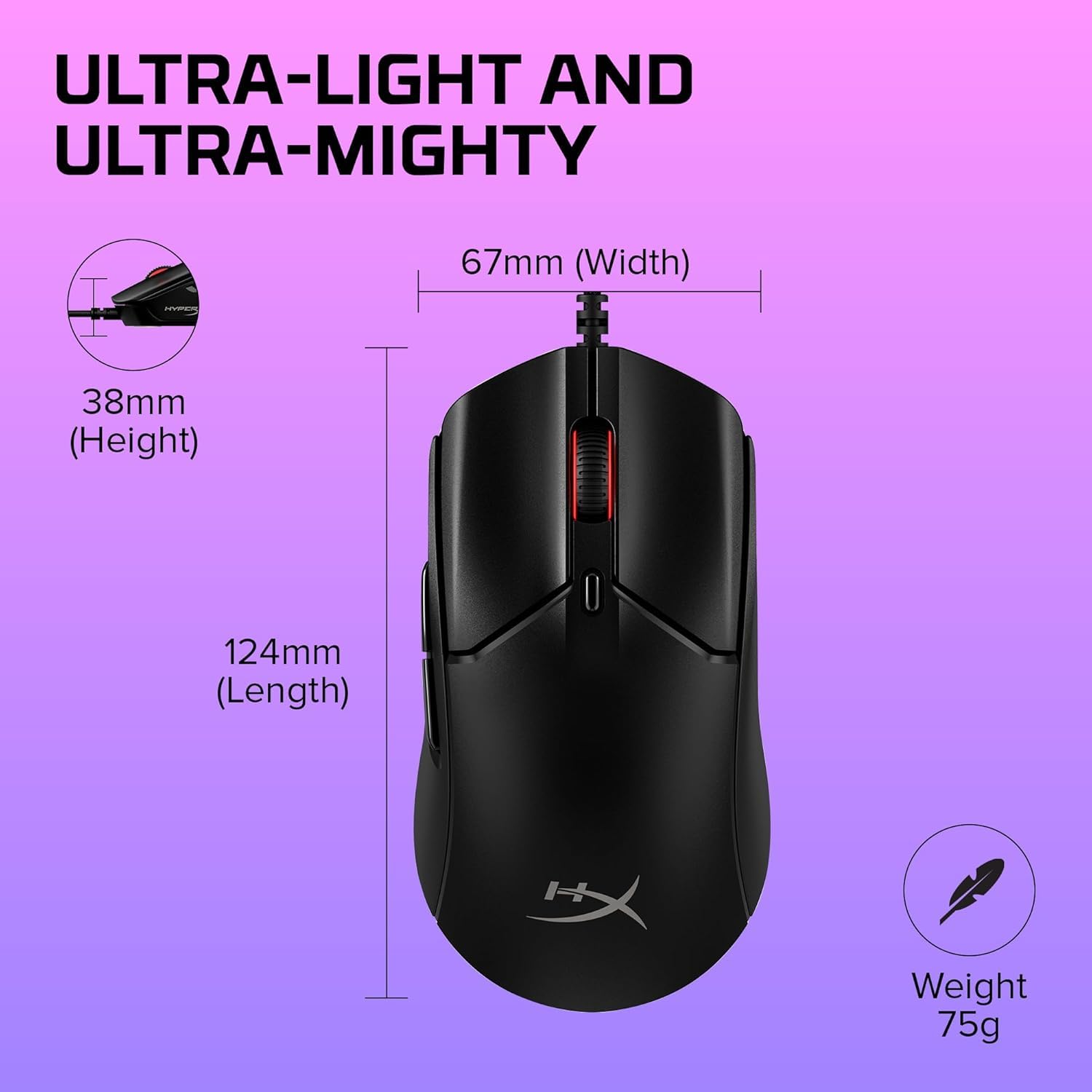 HyperX Pulsefire Haste 2 Gaming Mouse – Ultra-Light 53g with 26K Sensor, 8000Hz Polling, RGB, 6 Programmable Buttons 11