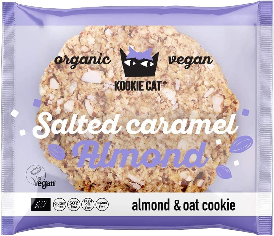 Kookie Cat - Salted Caramel Almond Individually Wrapped Vegan Cookies, Gluten Free
