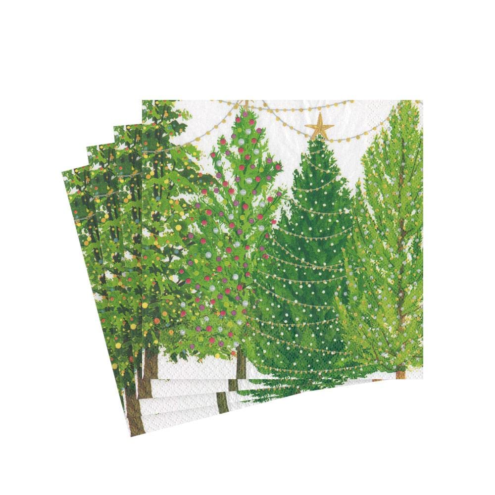 Caspari Christmas Trees with Lights Printed Cocktail Napkins - 20 Pack 9
