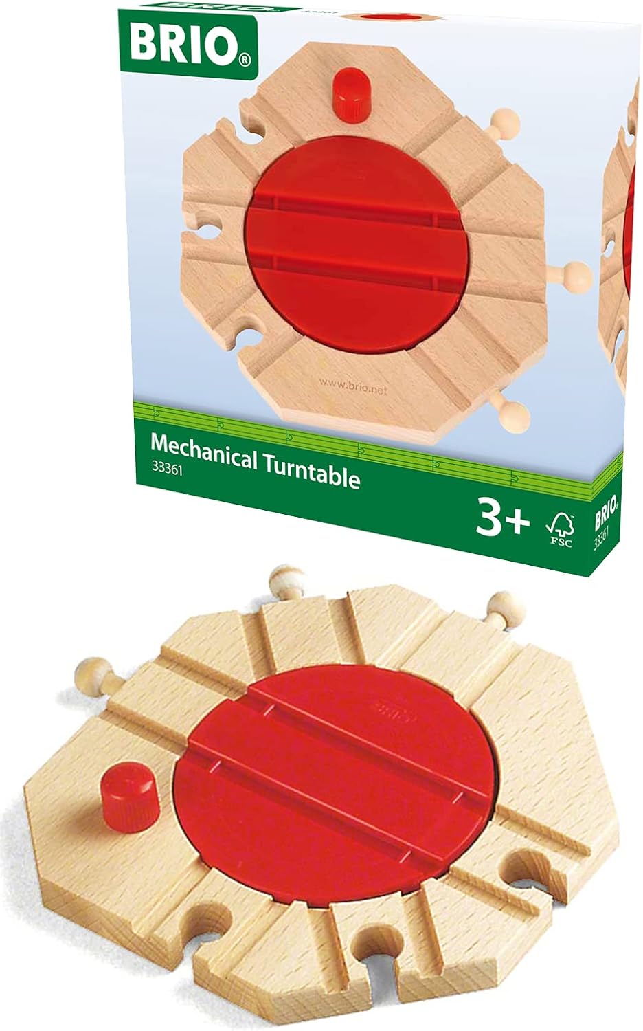 BRIO Mechanical Turntable Wooden Train Track for Kids - Compatible with BRIO Railway Sets