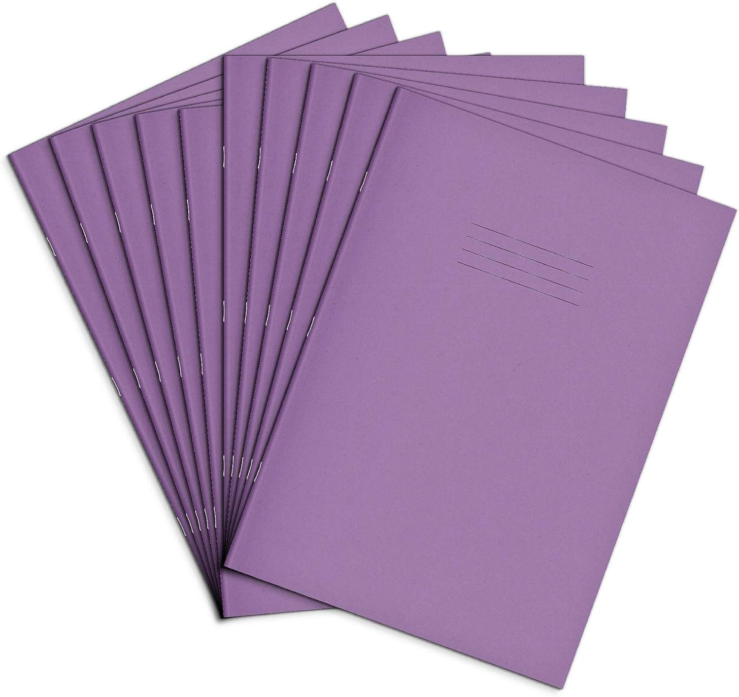 Rhino A4 Exercise Books - 64-Page, 10mm Squared Paper Notebook, 10-Pack, Purple Cover