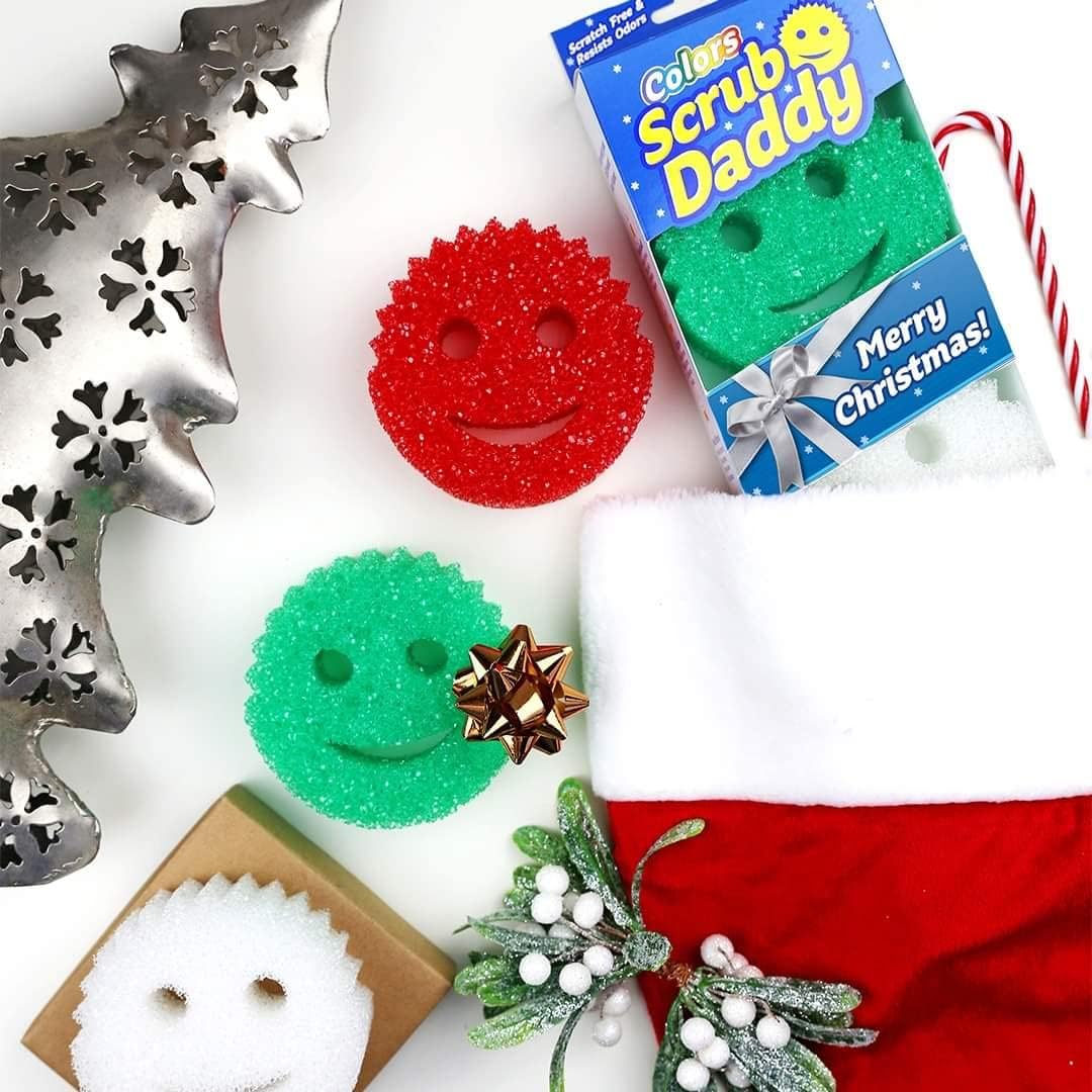 Scrub Daddy - Colors Christmas Sponge Multipack, Dish Sponges for Washing Up, Texture Changing, Scratch-Free Cleaning