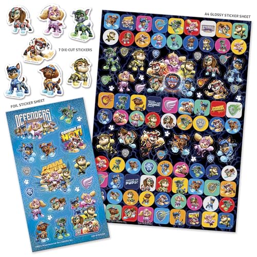 Paper Projects PAW Patrol the Mighty Movie Mega Sticker Pack - Reusable Foiled Stickers | Multicolor