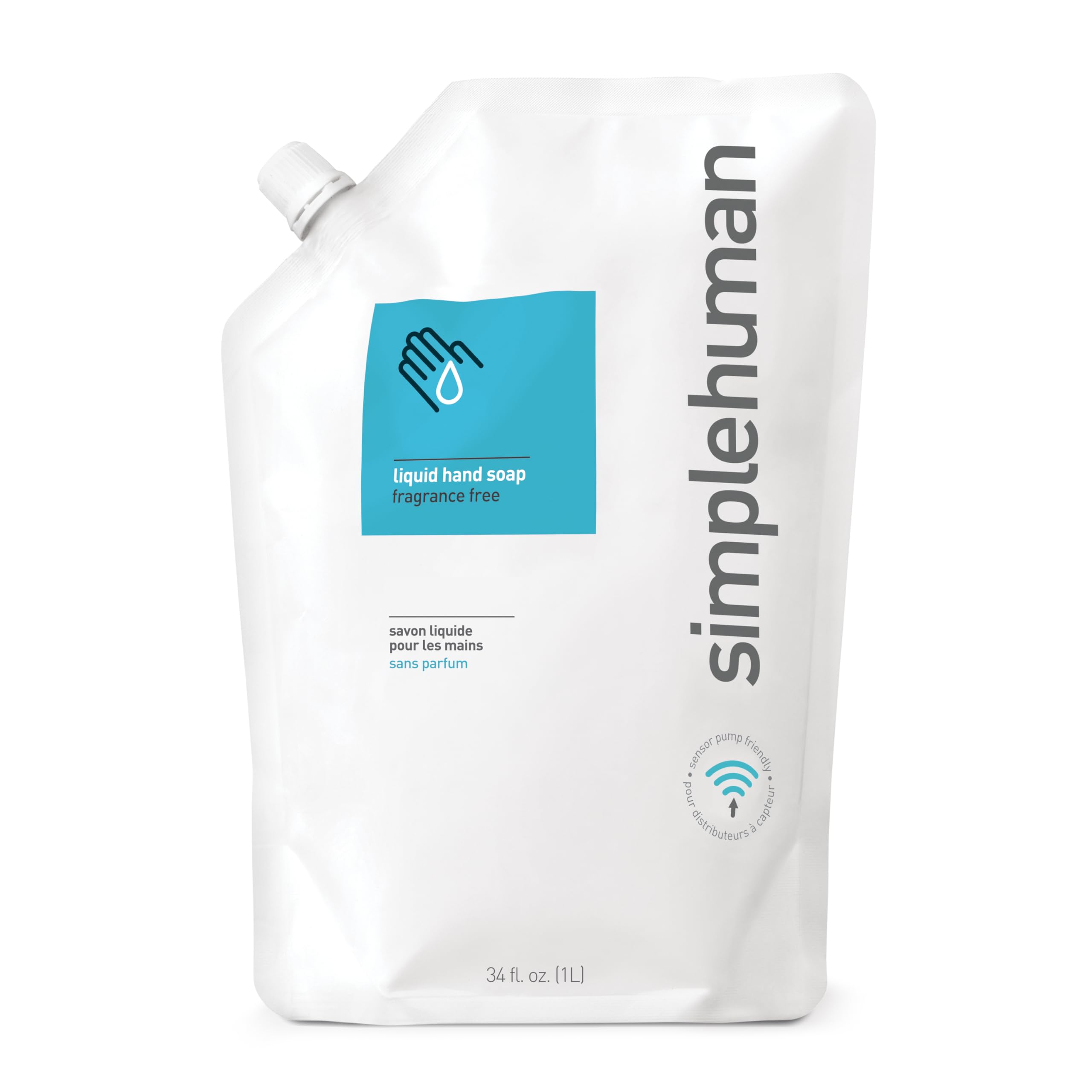 simplehuman CT1023 Fragrance Free Hand Wash Liquid Soap - 1L Moisturizing, Biodegradable