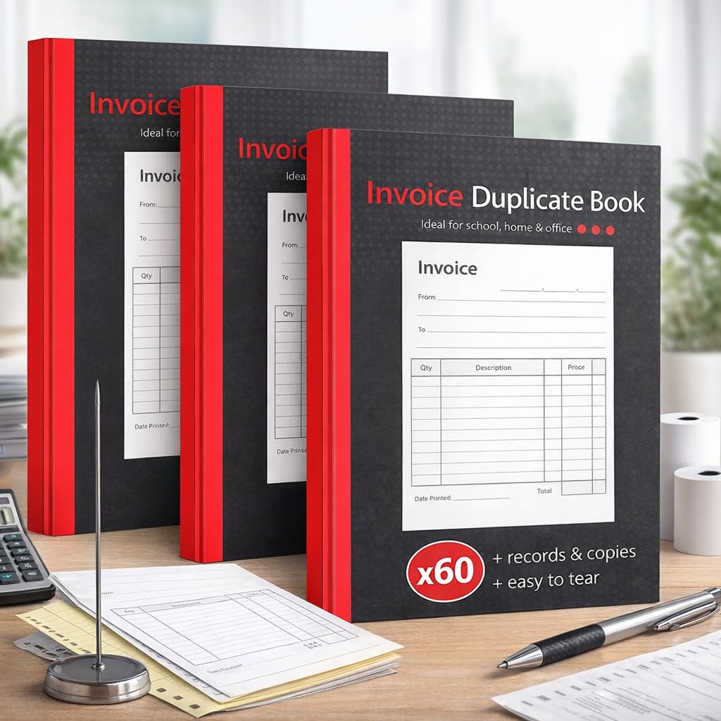 1ABOVE Invoice Duplicate Book A5 Size - 3 Pack | 80 Numbered Pages | Carbon Copy