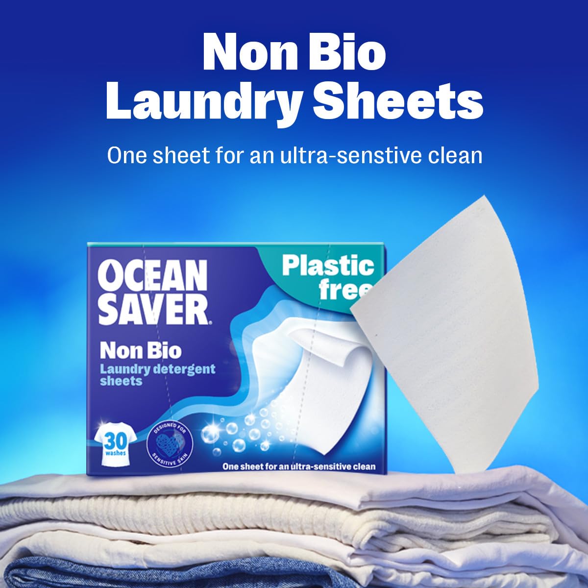 OceanSaver Eco Laundry Detergent Sheets - Non-Bio, Ocean Friendly Formula | Ocean Fresh Linen Scent 2