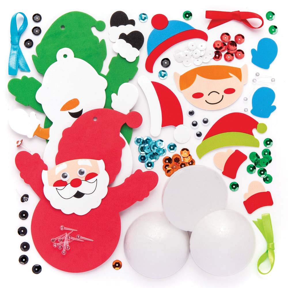 Baker Ross Christmas Character Bauble Decoration Kits – Pack of 3, Ages 5+