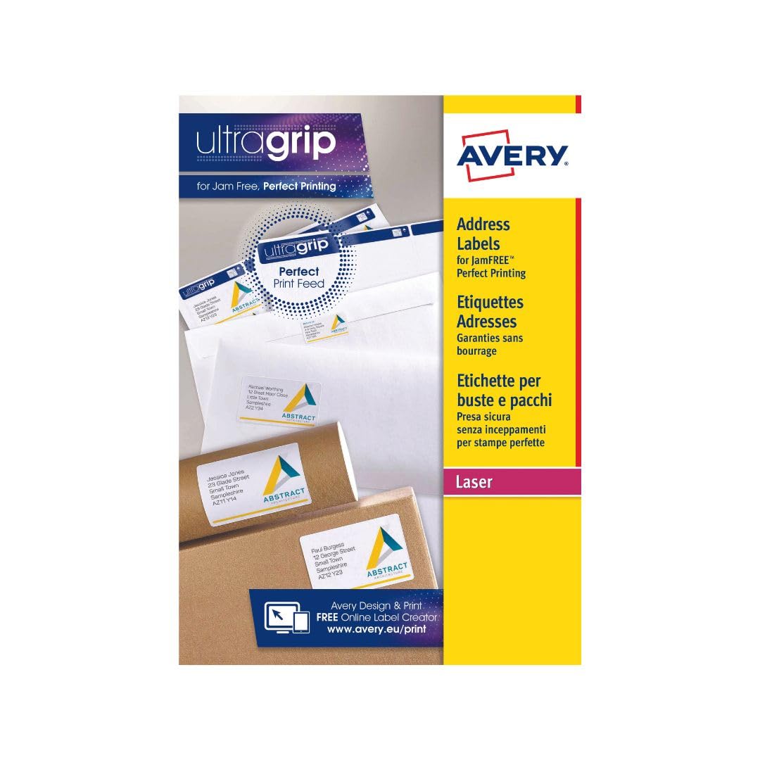 AVERY Self Adhesive Address Mailing Labels for Laser Printers | 21 Labels per A4 Sheet | 10 Sheets