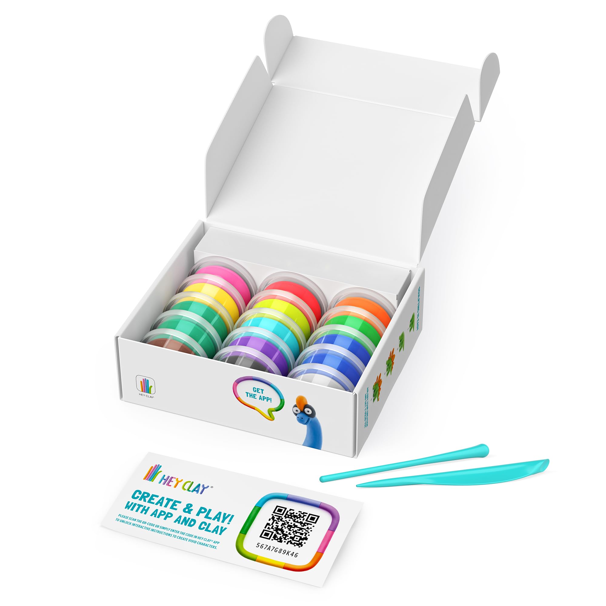 HEY CLAY Dinos Set - Air Dry Modeling Clay Kit with 15 Colors & Sculpting Tools for Kids 3+ 2