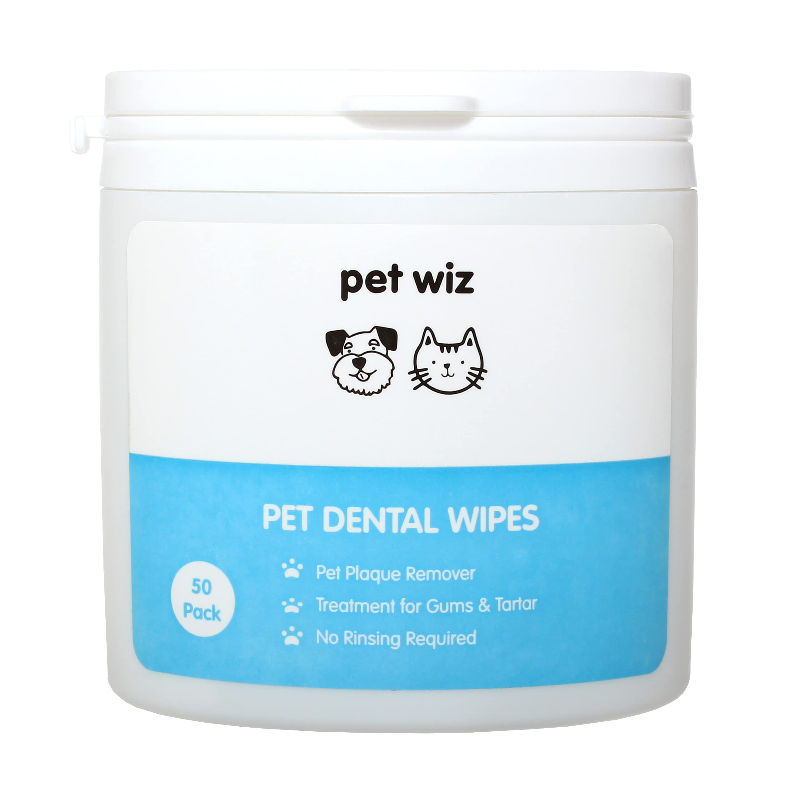 pet wiz Dental Finger Wipes - Removes Plaque & Tartar, Promotes Gum Health | Pack of 50
