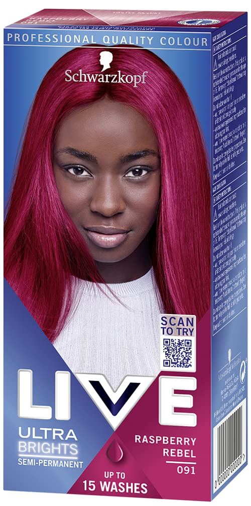 Schwarzkopf LIVE Ultra Brights or Pastels Semi-Permanent Hair Dye - Raspberry Rebel (50ml)
