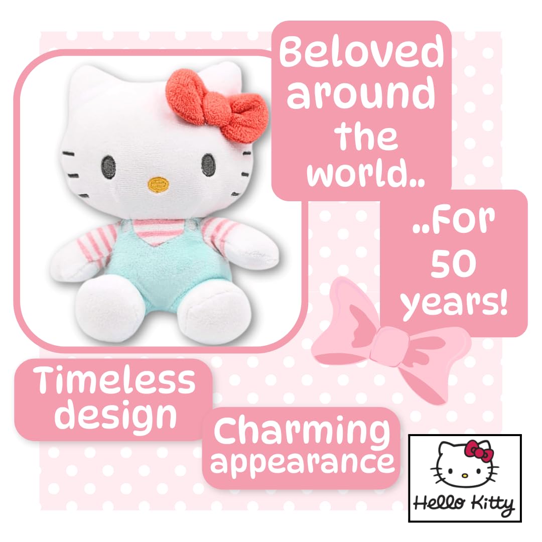 Hello Kitty Plush - 15cm Sitting Sanrio Collectible, White Cotton Stuffed Animal