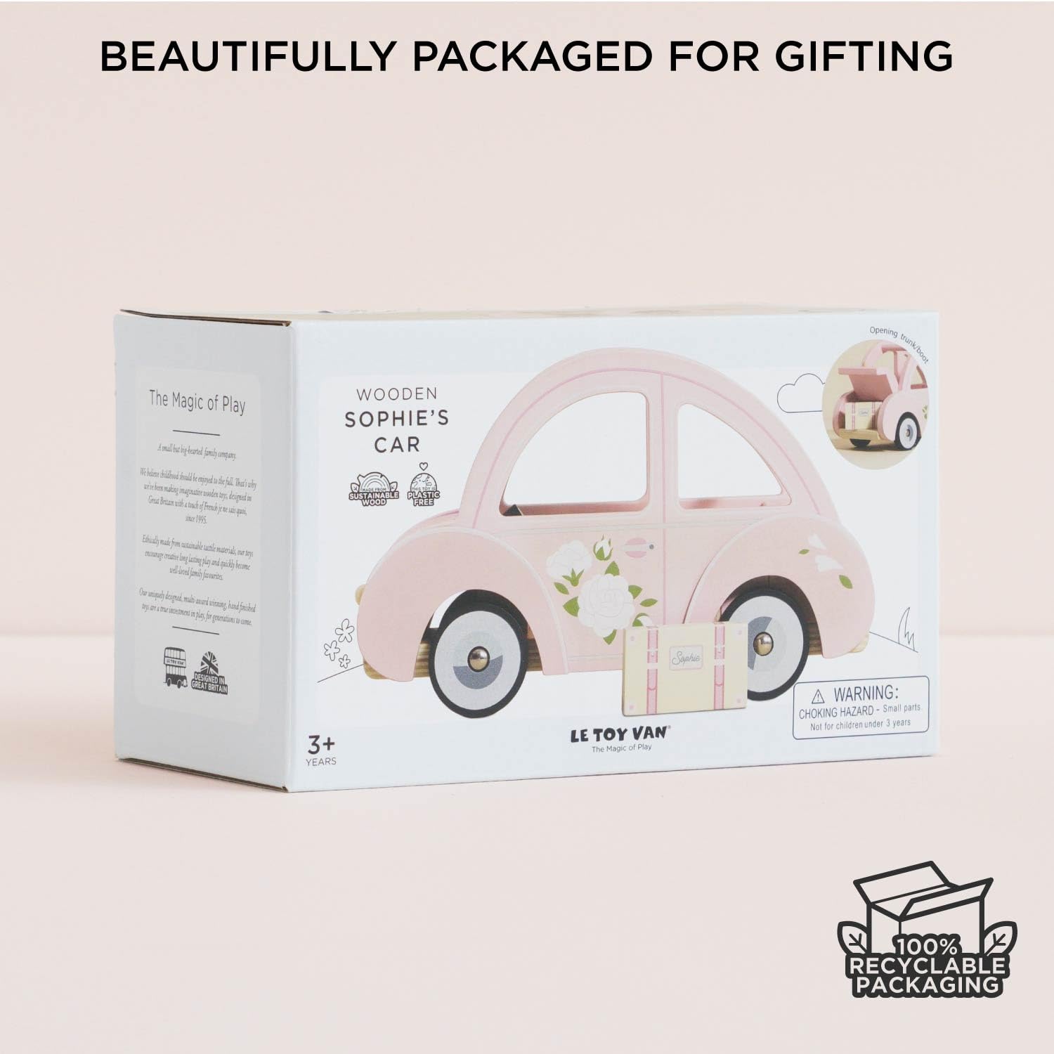 Le Toy Van Sophie's Car Play Set - Wooden Dollhouse Furniture | Pink, Ages 2+ 7