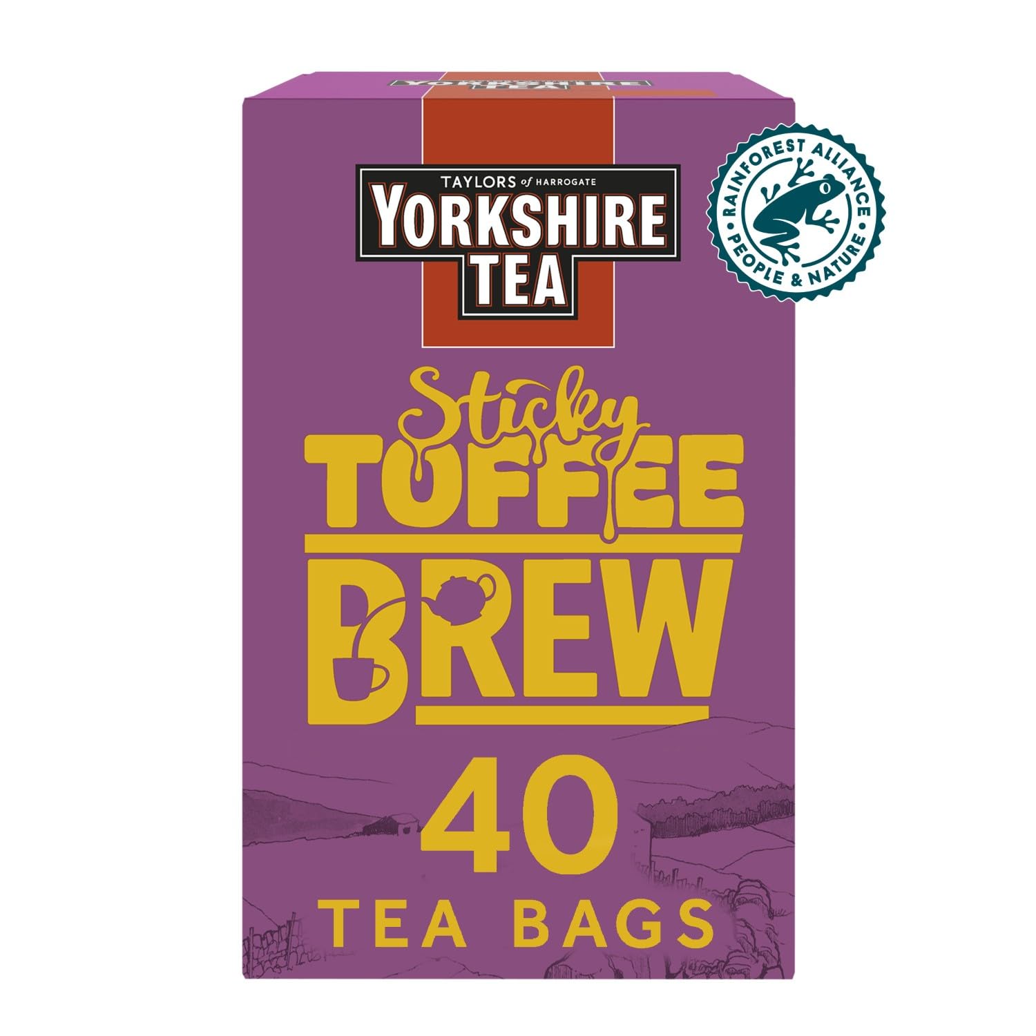 Yorkshire Tea Sticky Toffee Pudding Flavoured Tea Bags - 160 Bags (4 Boxes of 40) | Caramel, Cinnamon, Ginger, Nutmeg