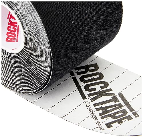 RockTape - Kinesiology Tape Extra Sticky, Water Resistant, 5cm x 5m, Uncut, H2O Black - Athletic Recovery & Pain Relief Tape