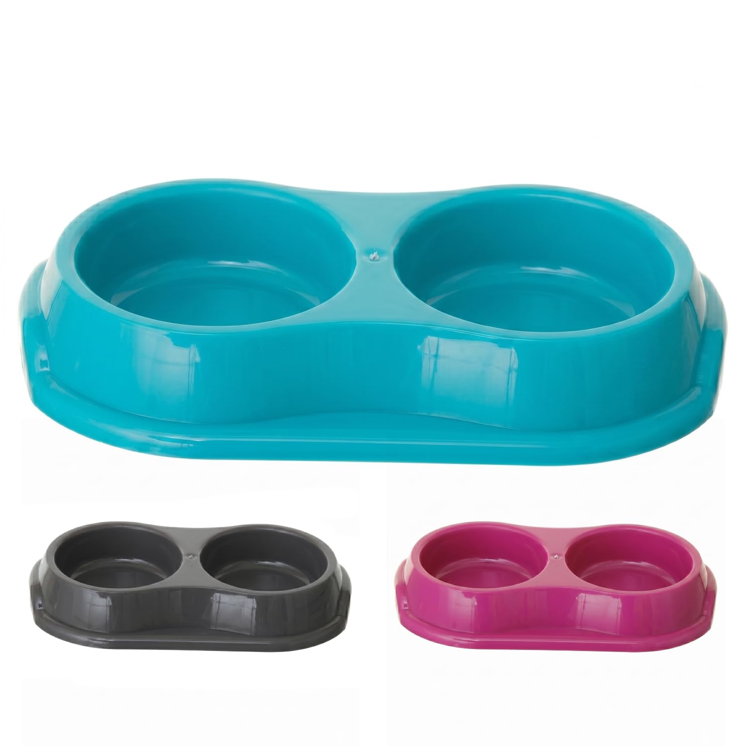 Whitefurze Medium Double Plastic Pet Bowl - Dishwasher Safe | Assorted Colors | 32 cm 1