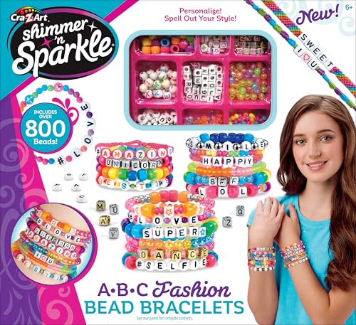 CRA-Z-ART Shimmer n Sparkle ABC Fashion Bracelets - Personalized Bead Craft Kit for Kids 6+ 6