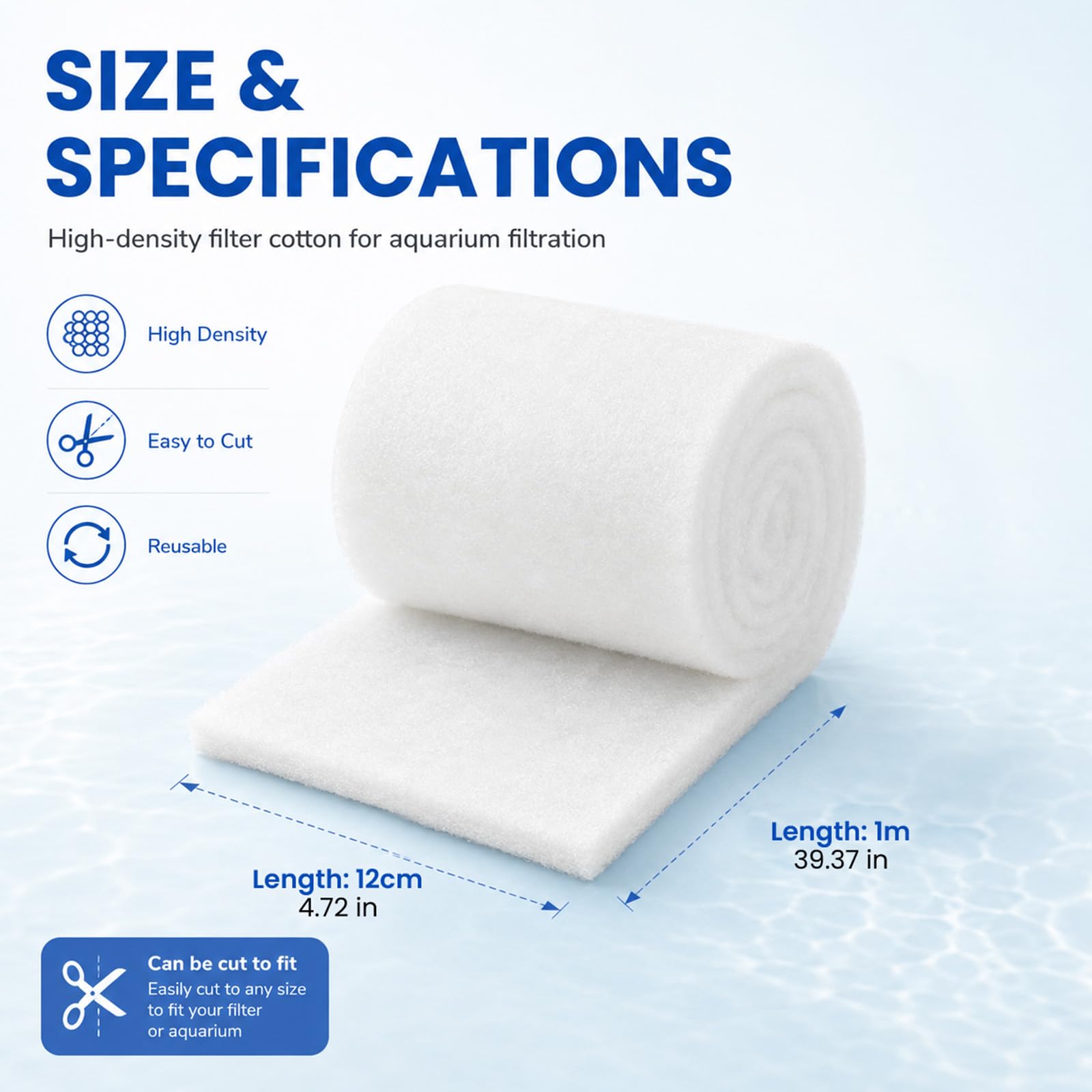 Admygo Aquarium Filter Sponge Roll - 1m x 12cm Mechanical Filtration | Cut-to-Size Foam Media 3