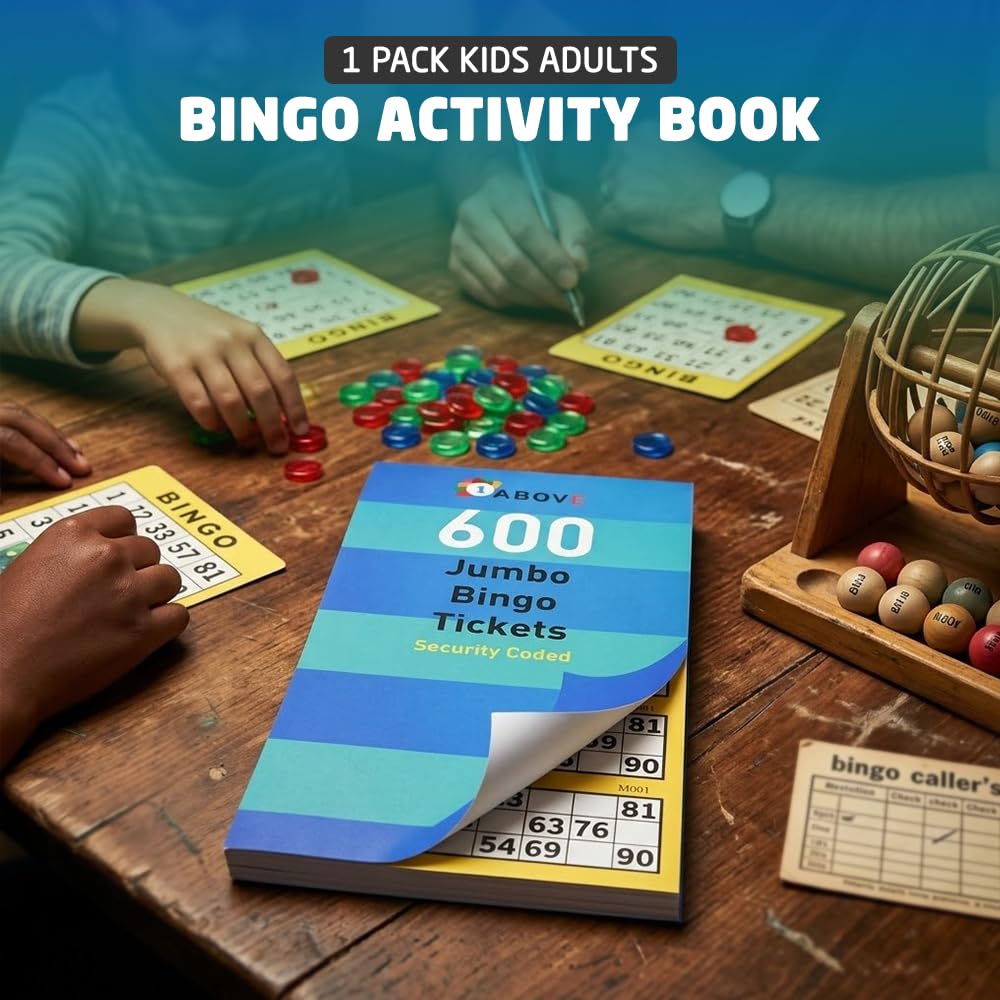 1ABOVE Bingo Books - 2 Pack Jumbo Tickets with Large Bold Numbers | Paper | Unisex Adult 3