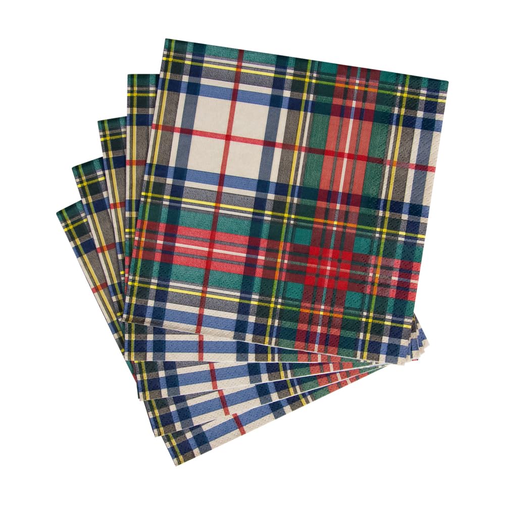 Caspari Stewart Tartan Paper Luncheon Napkins - Triple-Ply, 20 Count