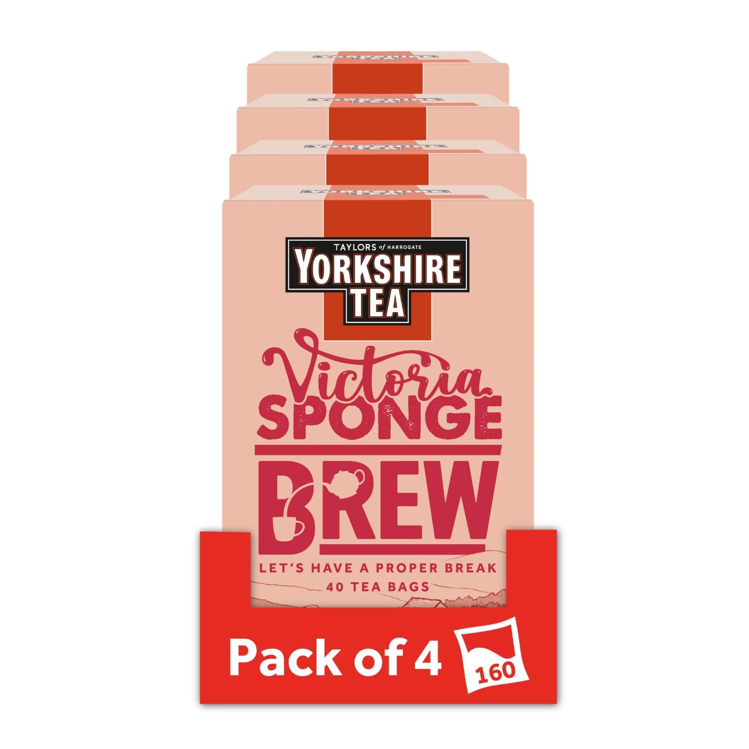 Yorkshire Tea Victoria Sponge Cake Flavoured Tea Bags - 160 Bags (4 Boxes of 40) | Black Tea