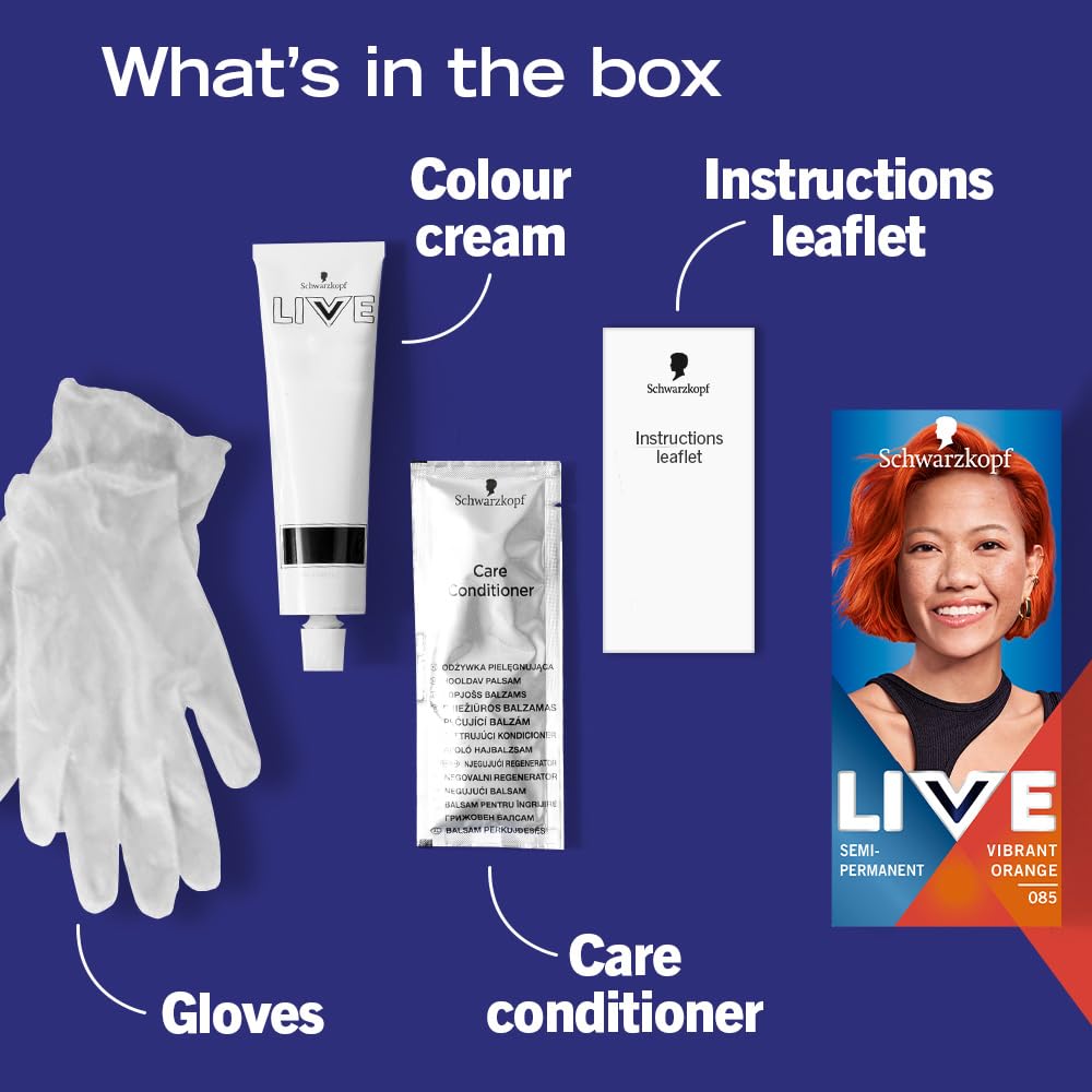 Schwarzkopf LIVE Ultra Brights Vibrant Orange Semi-Permanent Hair Dye 085