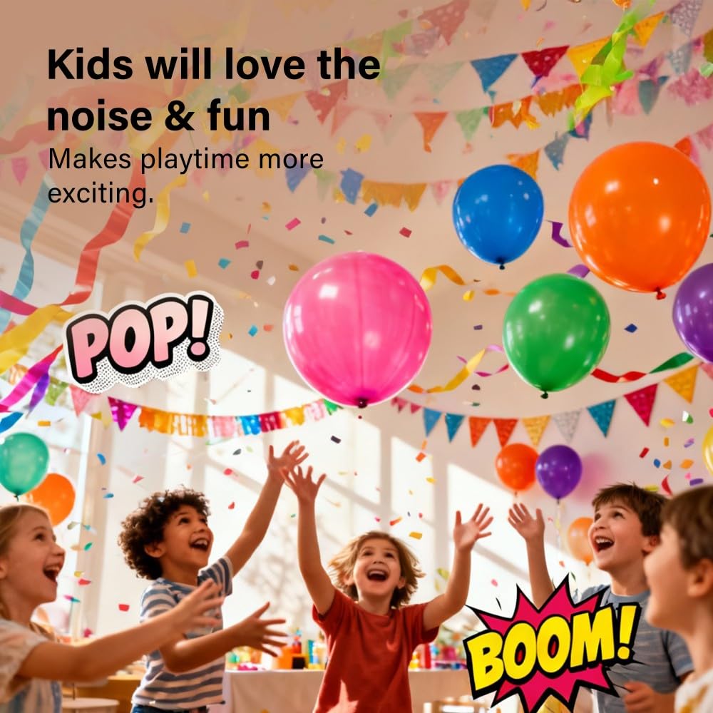 Vivo Technologies 25 Pack Large Punch Balloons – Thick & Strong Elastic Latex for Kids 5