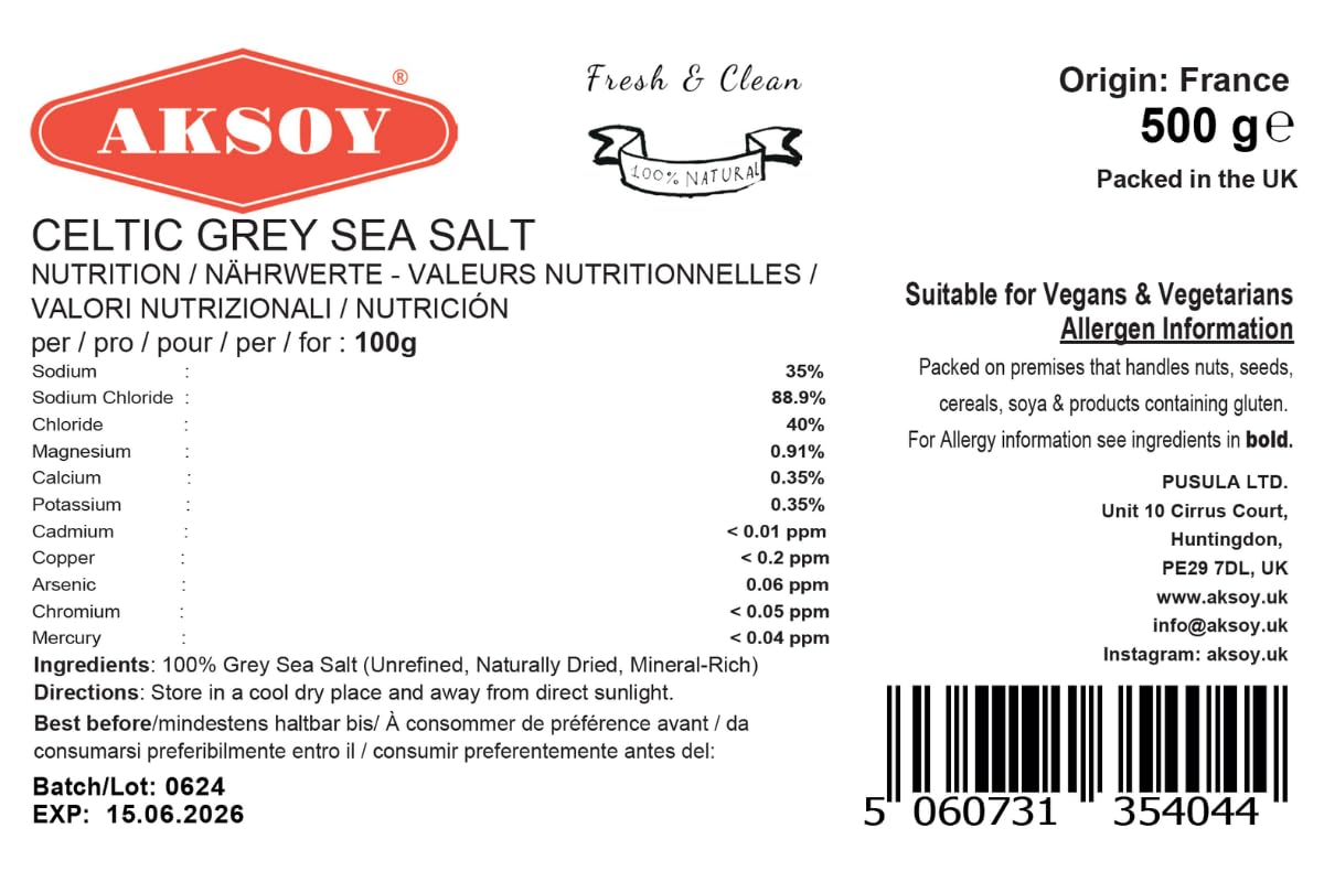 AKSOY Celtic Grey Sea Salt Coarse - Mineral-Rich, Unrefined | 500g 2