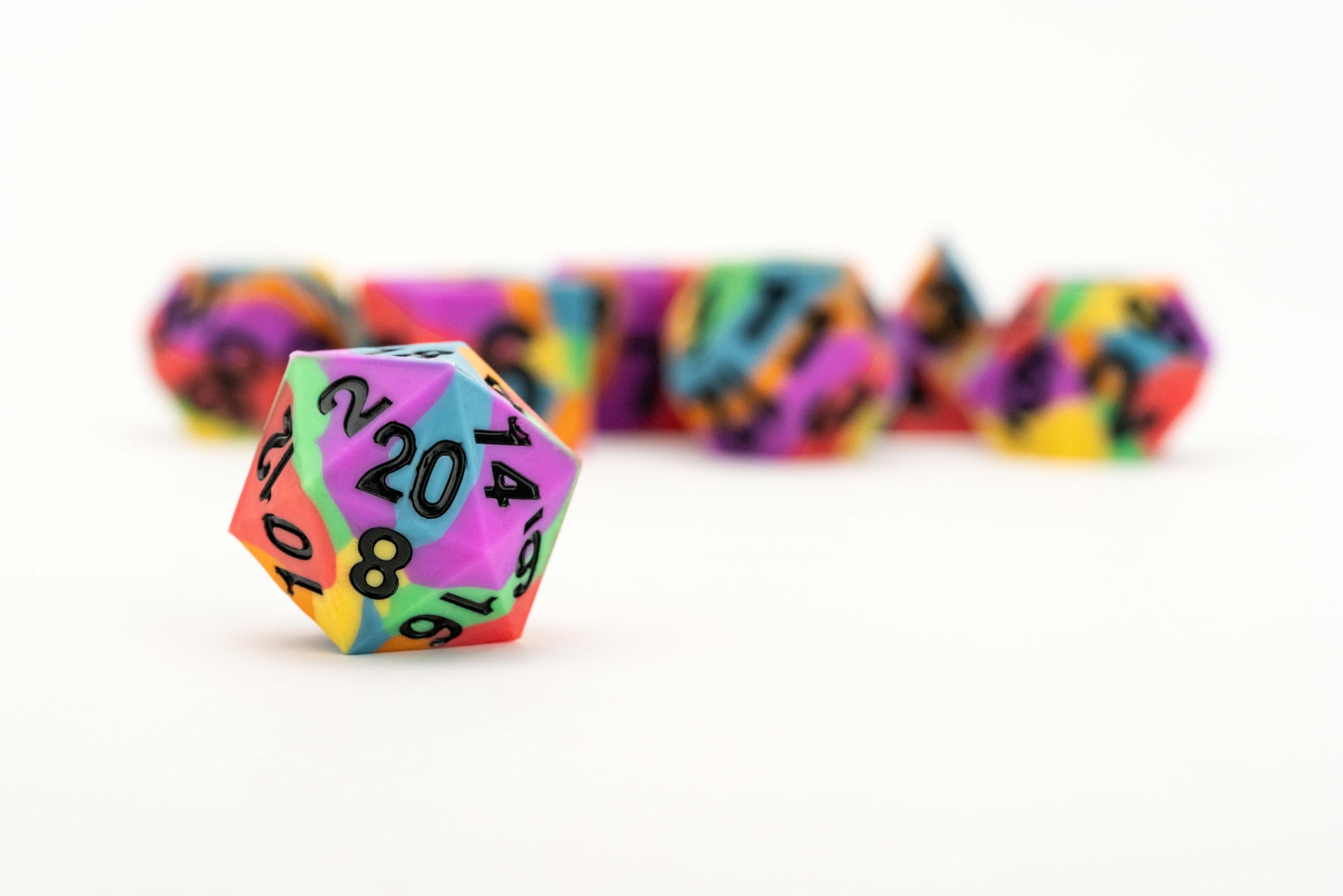 Metallic Dice Games FanRoll Pride Sharp Edge 16mm Silicone Rubber Polyhedral Dice Set 8