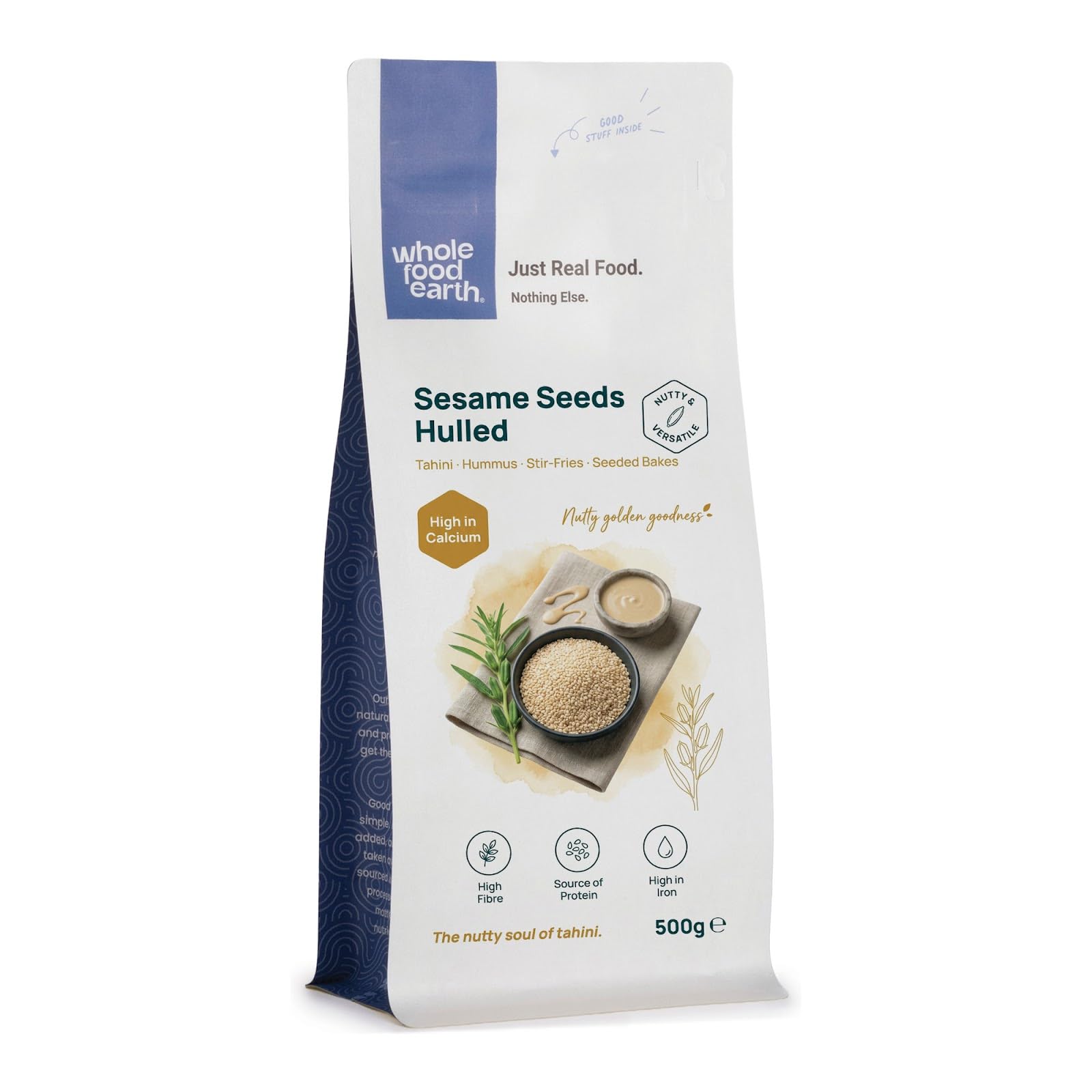 Wholefood Earth Hulled Sesame Seeds - High Fibre, GMO Free, Vegan - 500g 1