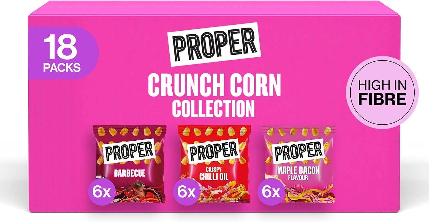 PROPER Crunch Corn Collection - 18 x 20g Snack Bags | Plant-Based & Gluten-Free