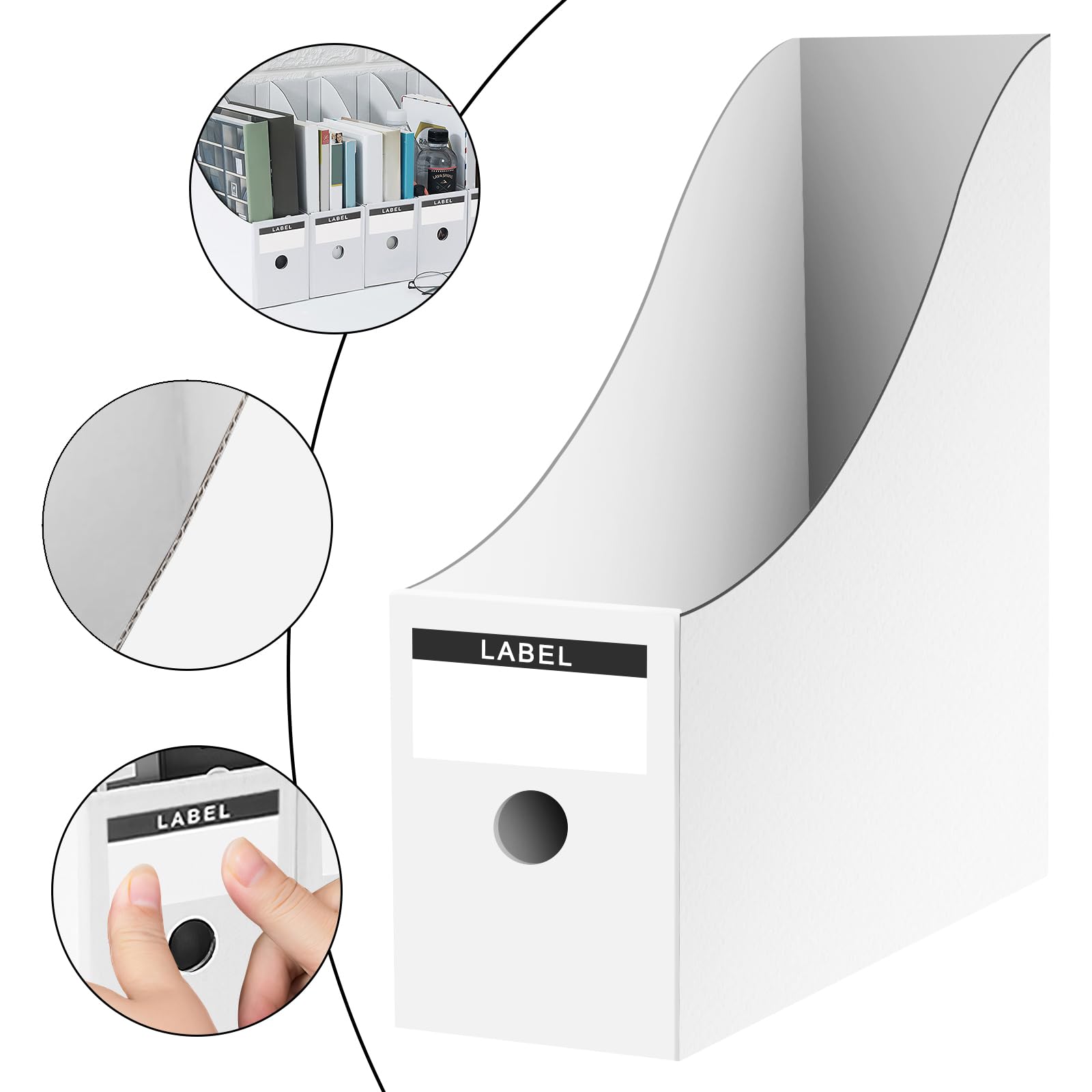 Woobroo Magazine File Holder - 10 Pack A4 Size Cardboard Organiser | White | 260x90x270mm 3