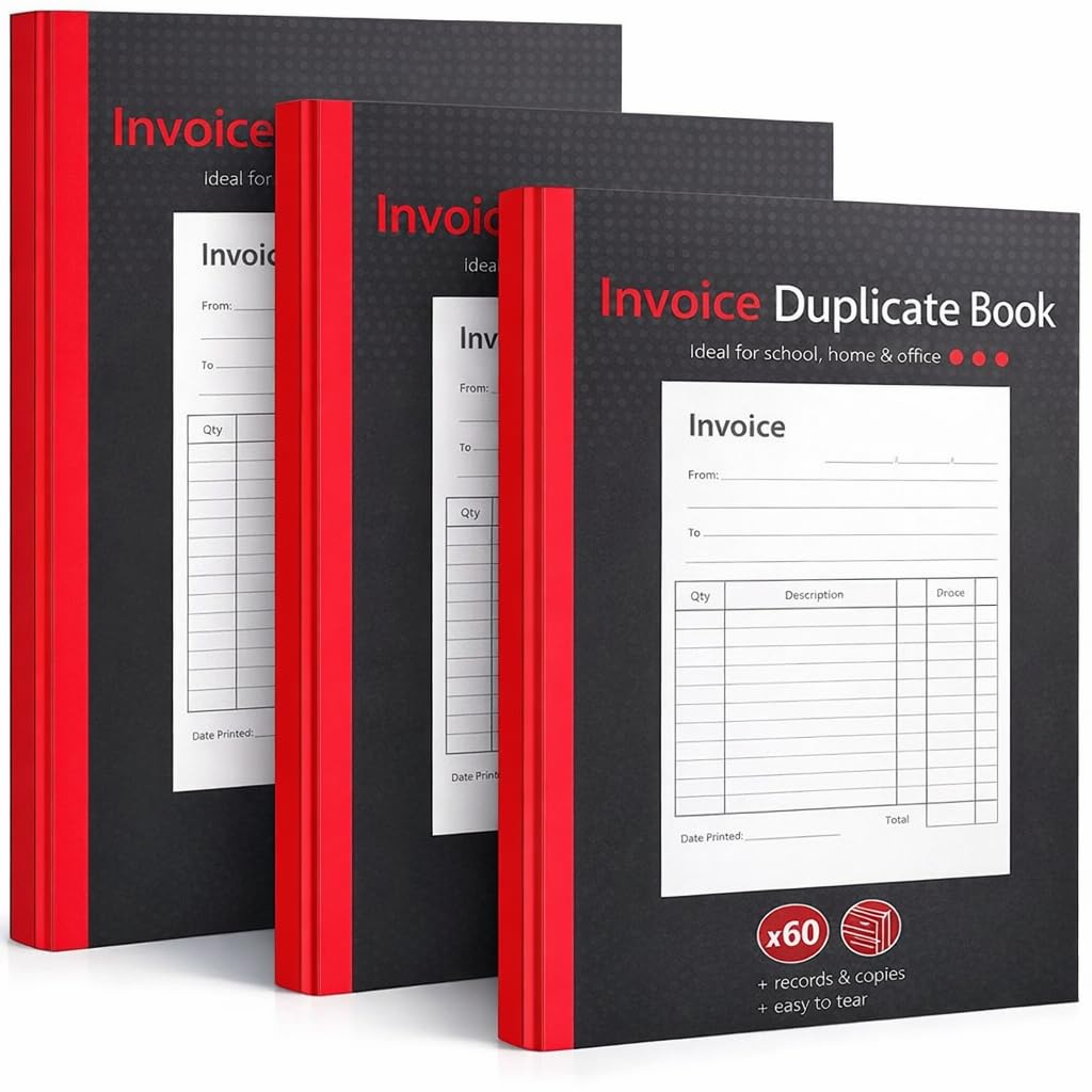 1ABOVE Invoice Duplicate Book A5 Size - 3 Pack | 80 Numbered Pages | Carbon Copy