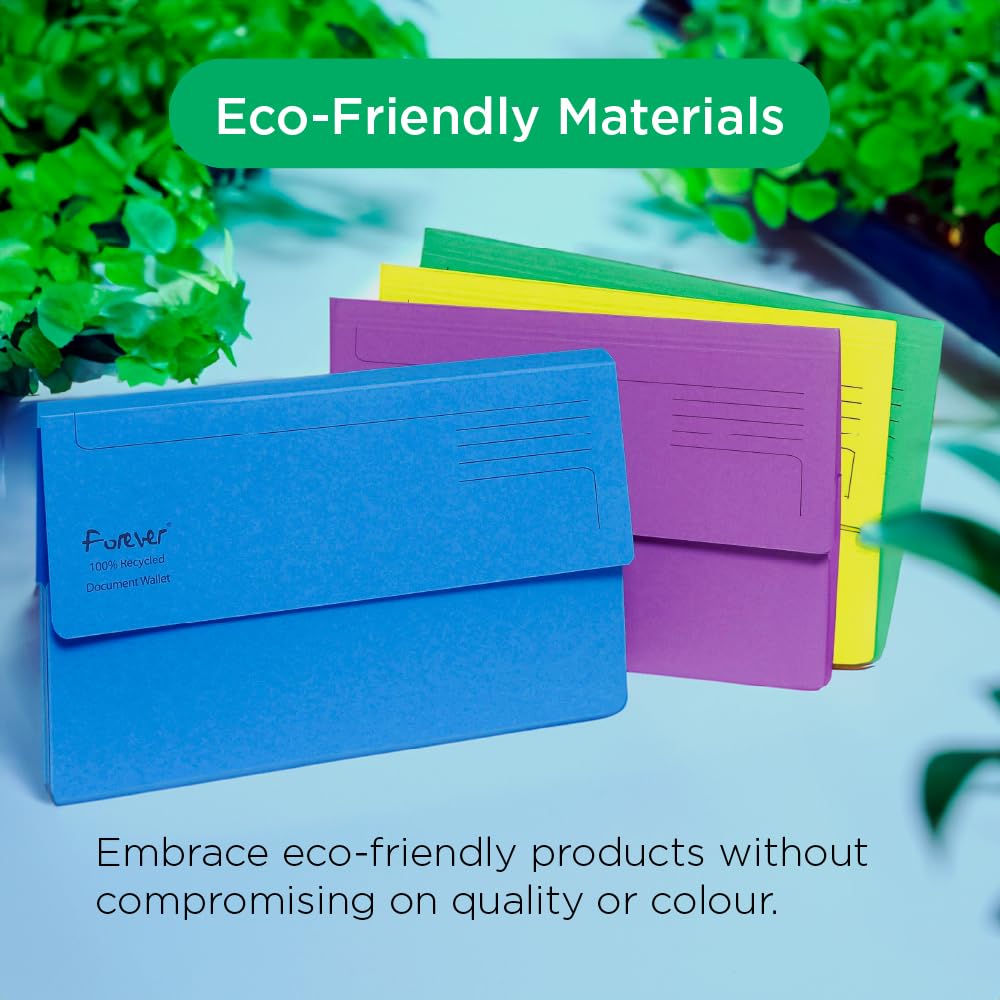 Exacompta Forever Document Wallets - 290 gsm Recycled Board | A4/Foolscap | Assorted Colours | Pack of 25 4