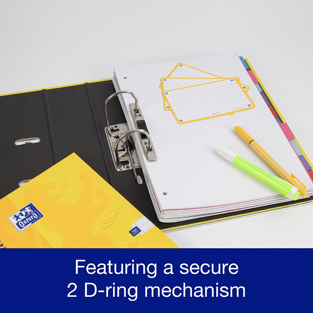 Oxford Premium A4 Lever Arch File - Heavy Duty Filing | 70mm Spine | Yellow 5