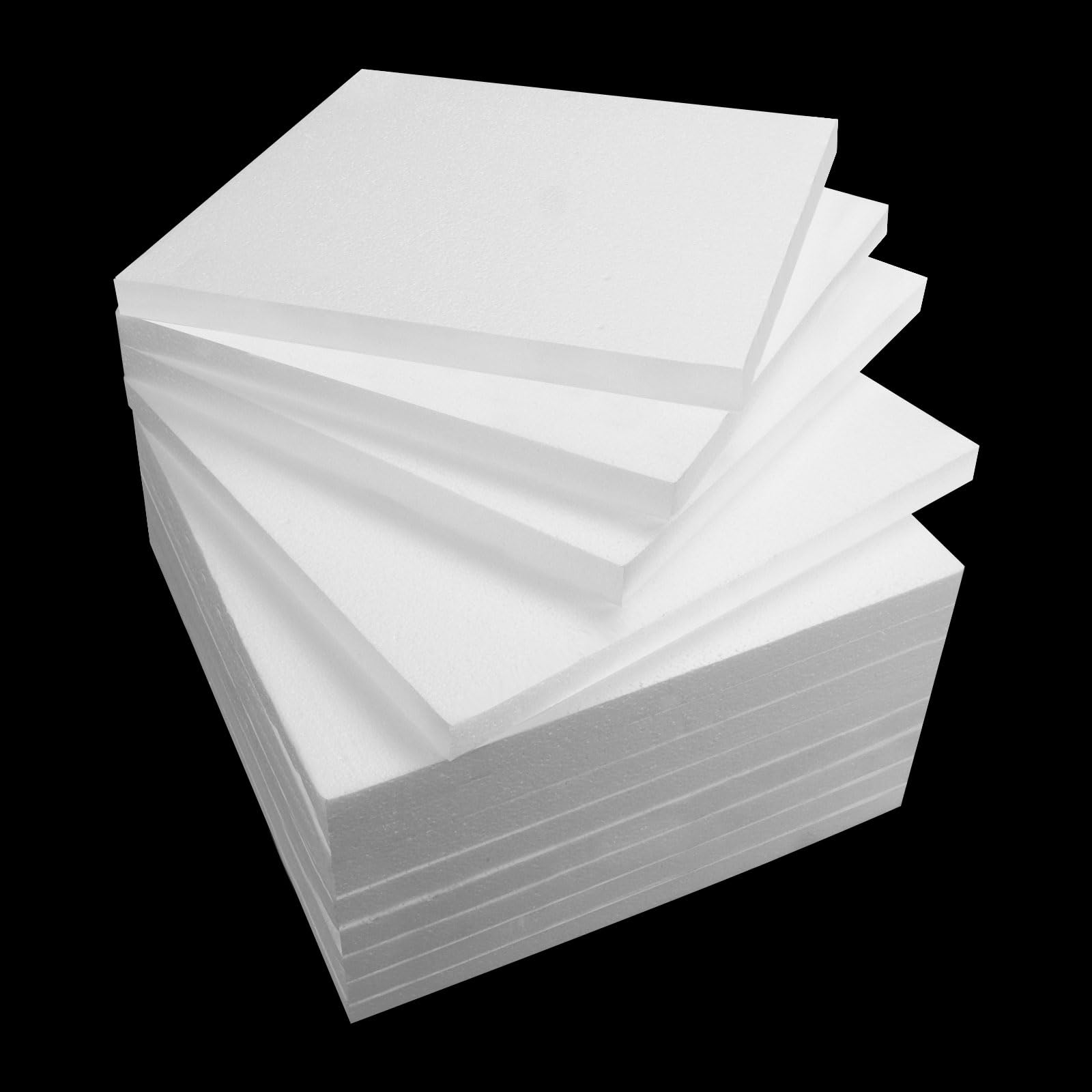 ASelected Foam Boards - 12 Pack | 30x30x2cm | White Polystyrene