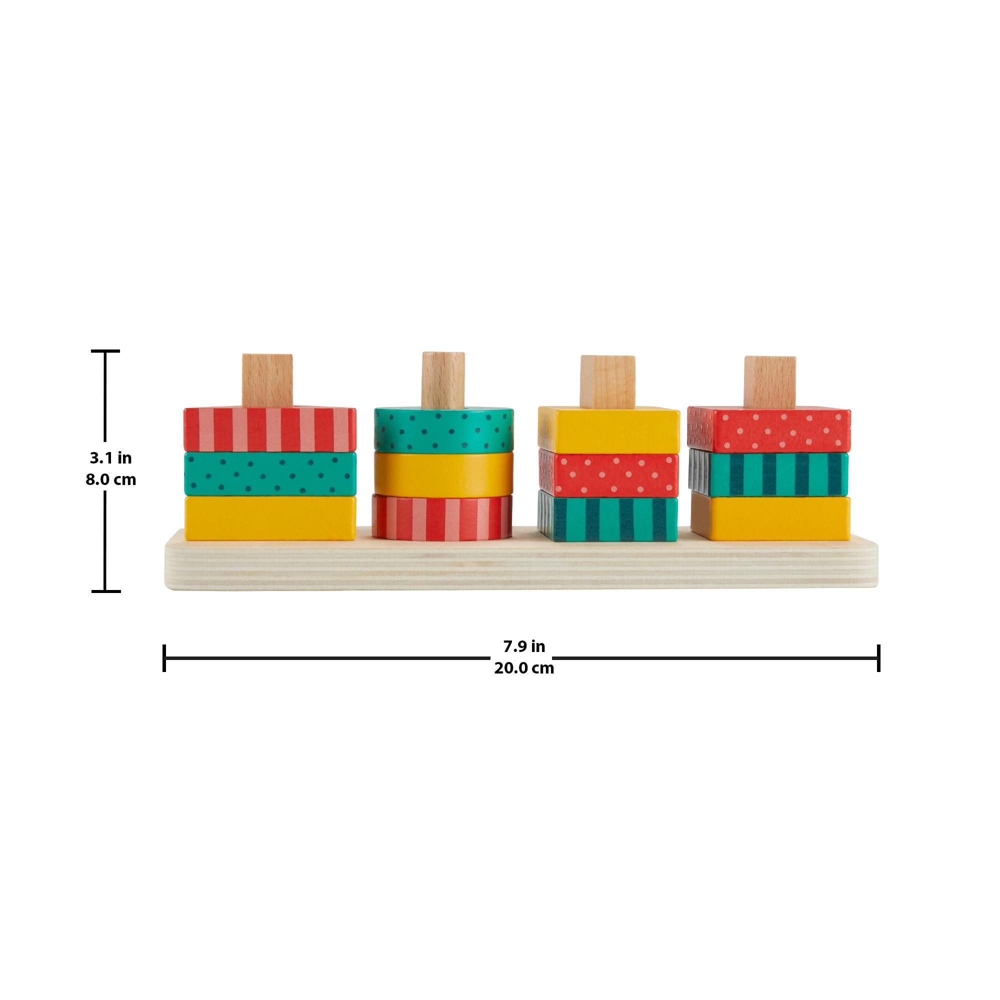 Fisher-Price Wooden Shape Stacker - Montessori-Style Sorting & Stacking Toy for Toddlers 2+