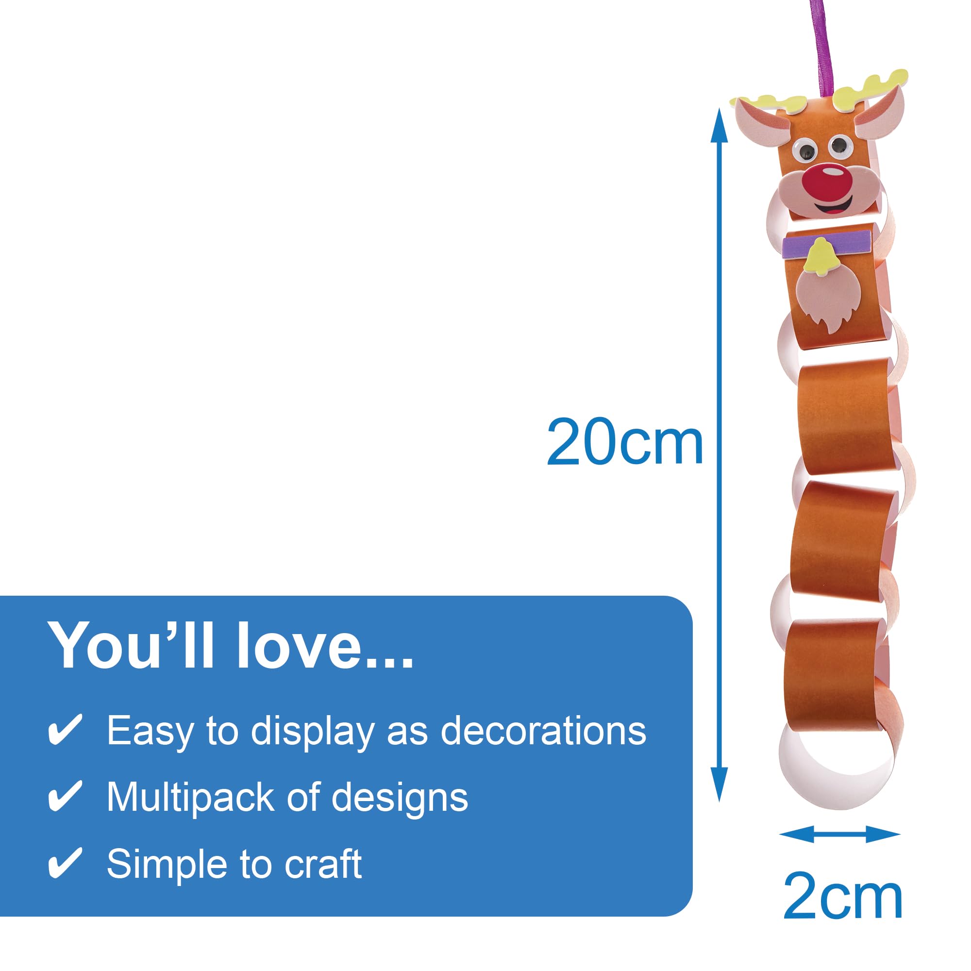 Baker Ross FN344 Christmas Characters Paper Chain Craft Kits - Pack of 4 (Santa, Reindeer, Snowman, Elf) 9