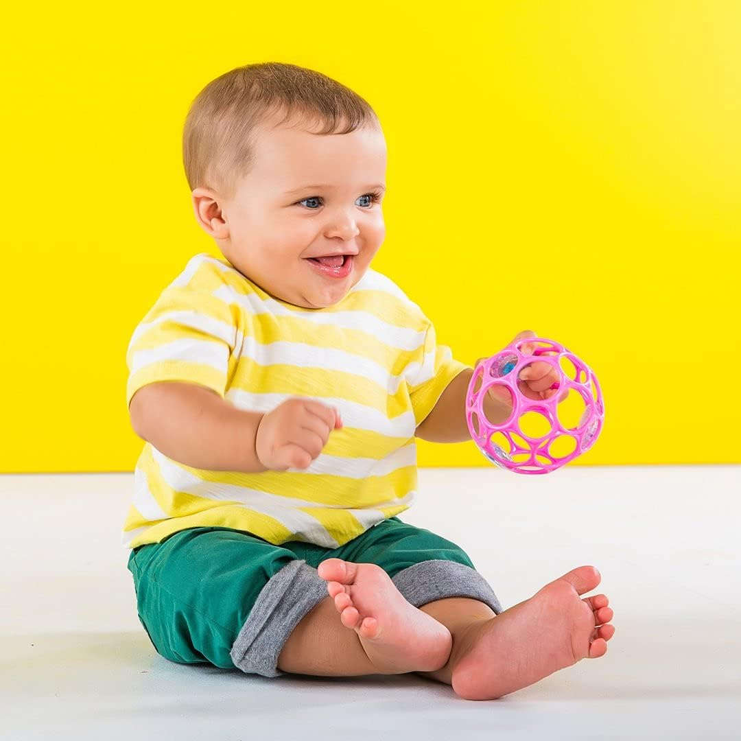 Bright Starts Oball Rattle Easy-Grasp Toy - Pink, Newborn+ 2