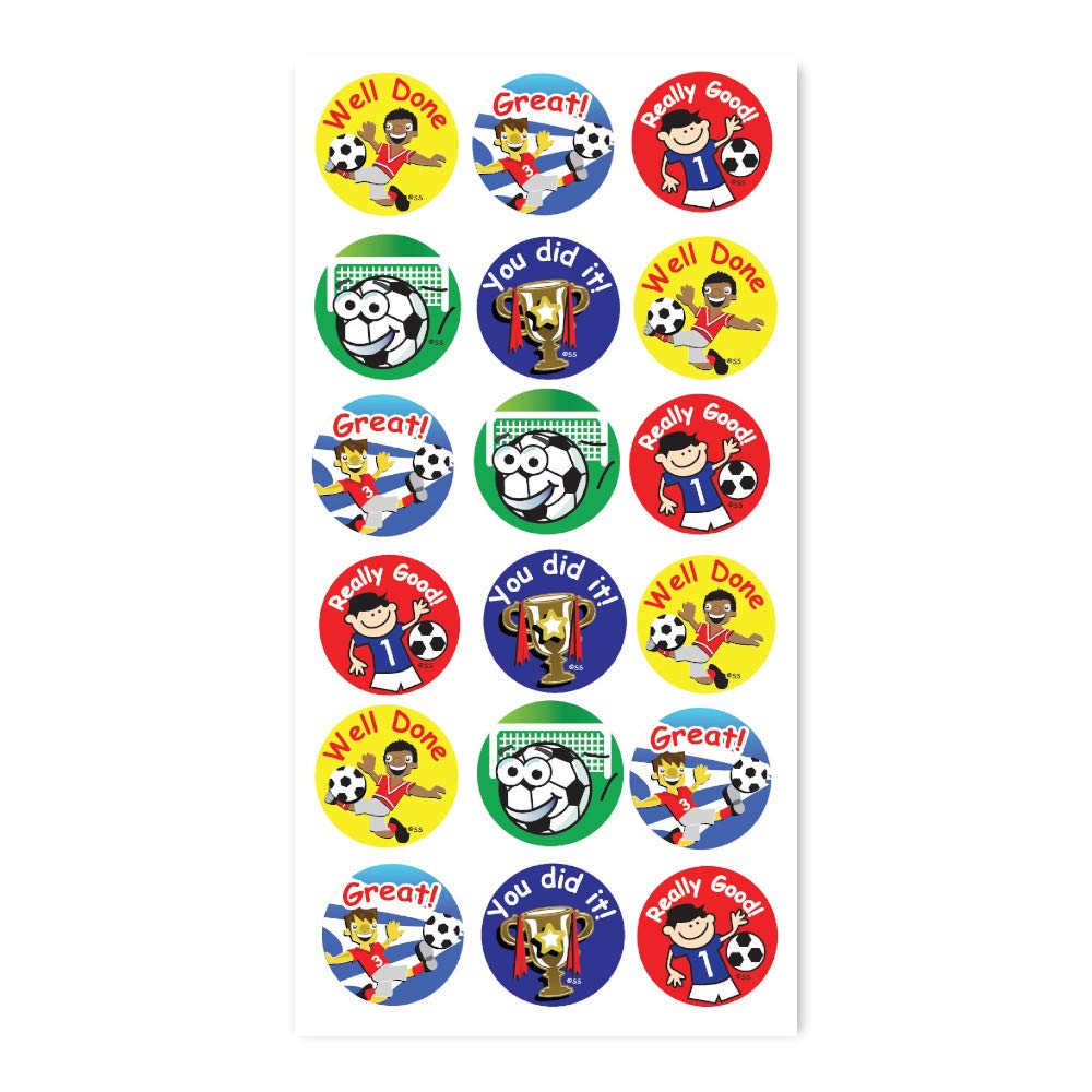 SuperStickers Football Themed Reward Stickers - 180 Pack, 25mm Round, Multicoloured