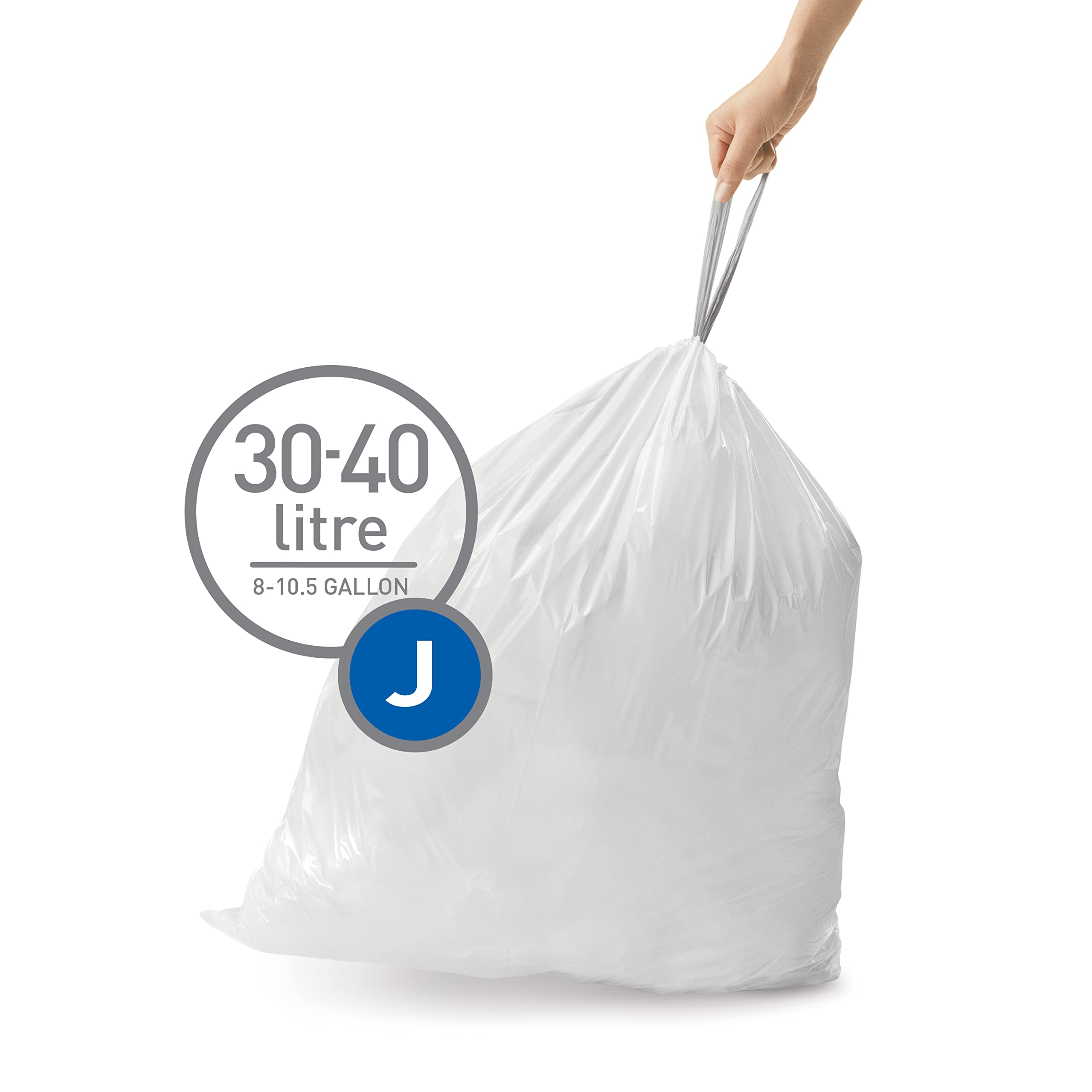 simplehuman CW0259 Code J Custom Fit Bin Liner Bulk Pack, White (60 Count) 3