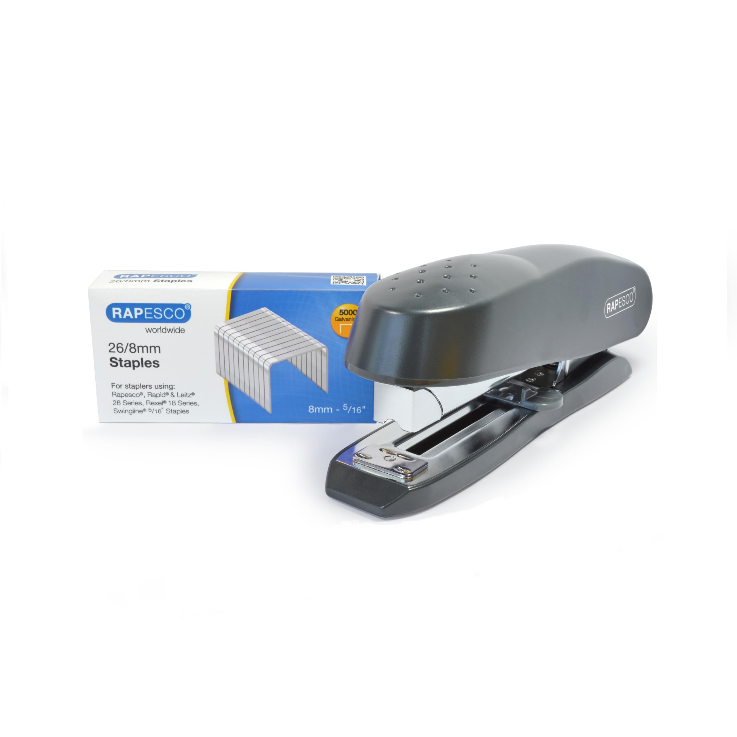 RAPESCO S11880Z3 Galvanised Staples 26/8mm | Box of 5,000 | Rust-Resistant Chisel Point